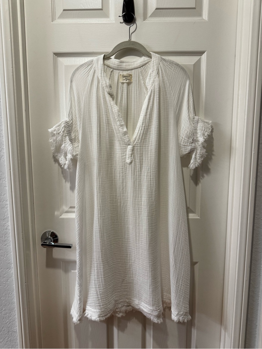 9seed Antibes Dress in White Gauze Beach Cover-Up Tunic Sz SP - Picture 3 of 9
